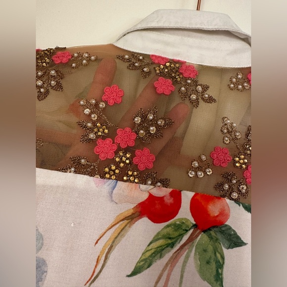 Aratta Floral Button-Up Shirt with Colorful Stripes - Picture 4 of 14